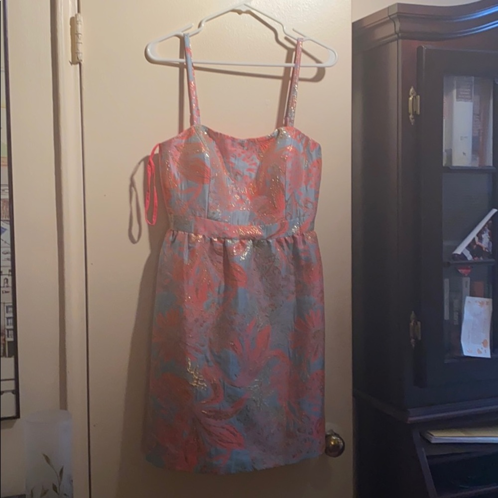 Tahari Pink and gray dress